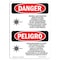 Signmission OSHA, Invisible Laser Radiation Exposure Bilingual, 10in X 7in Rigid Plastic, 7" W, 10" H, Spanish OS-DS-P-710-VS-1669 - alternate 1
